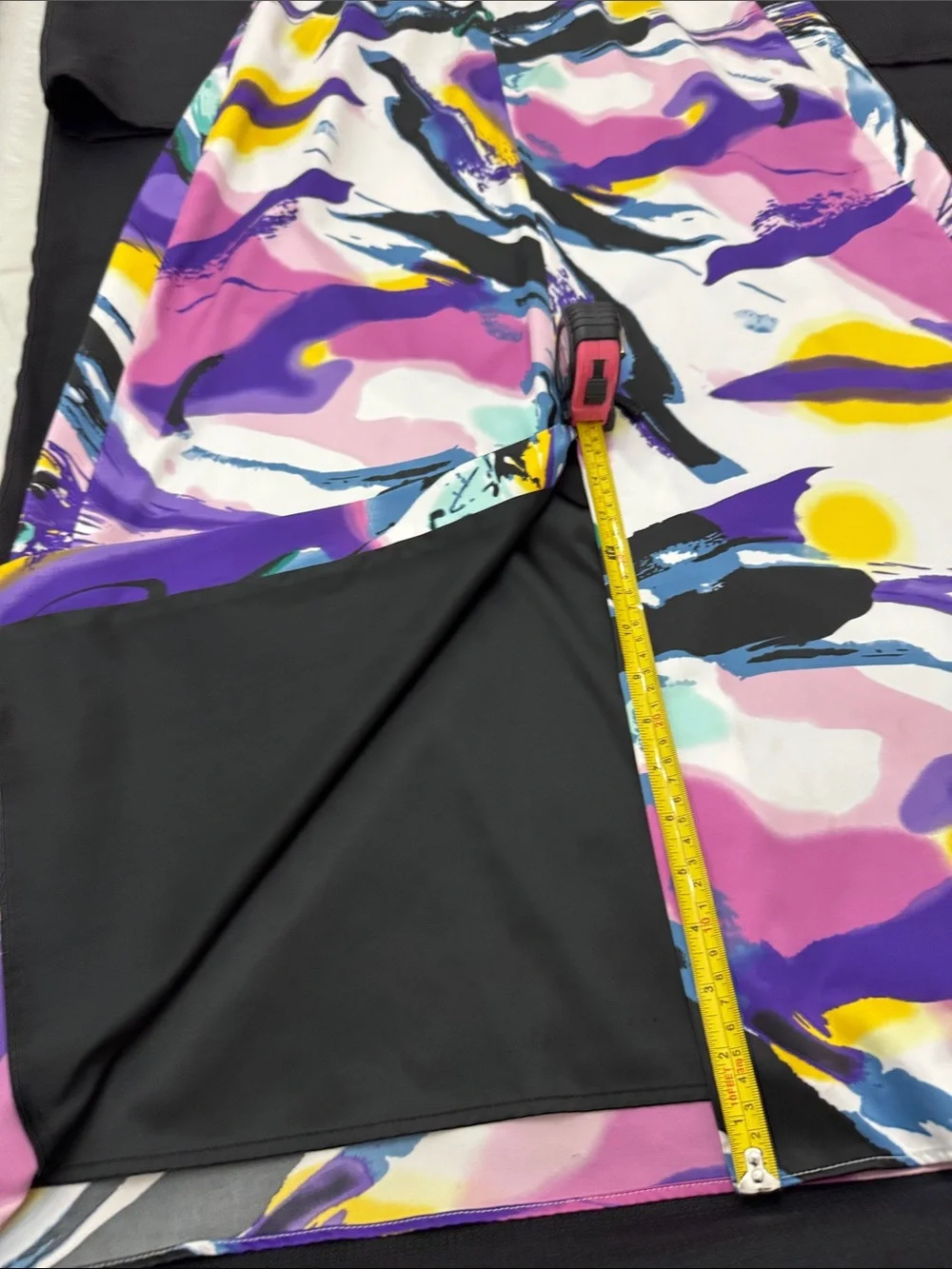 Gianni Bini strapless maxi dress with vibrant abstract watercolor.  (OlCC)